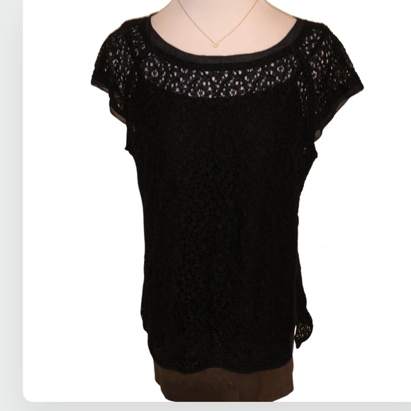 Pixley Yuli black Lace Cap Sleeve Blouse size Medium - Picture 1 of 12